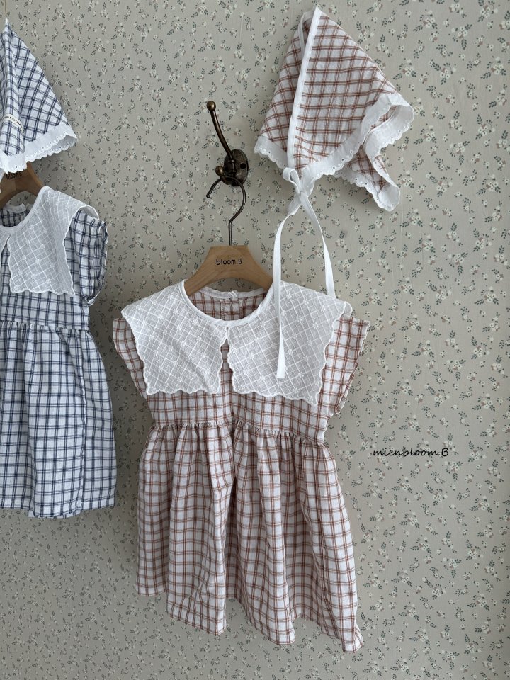 Mienbloom B - Korean Children Fashion - #childrensboutique - Kids Embroidered Check One-piece - 4