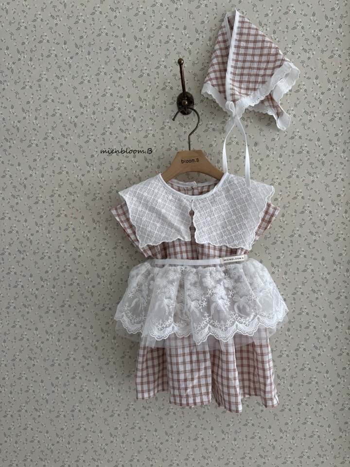 Mienbloom B - Korean Children Fashion - #fashionkids - Kids Embroidered Check One-piece - 6