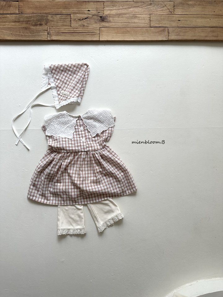Mienbloom B - Korean Children Fashion - #kidsshorts - Kids Embroidered Check One-piece - 7