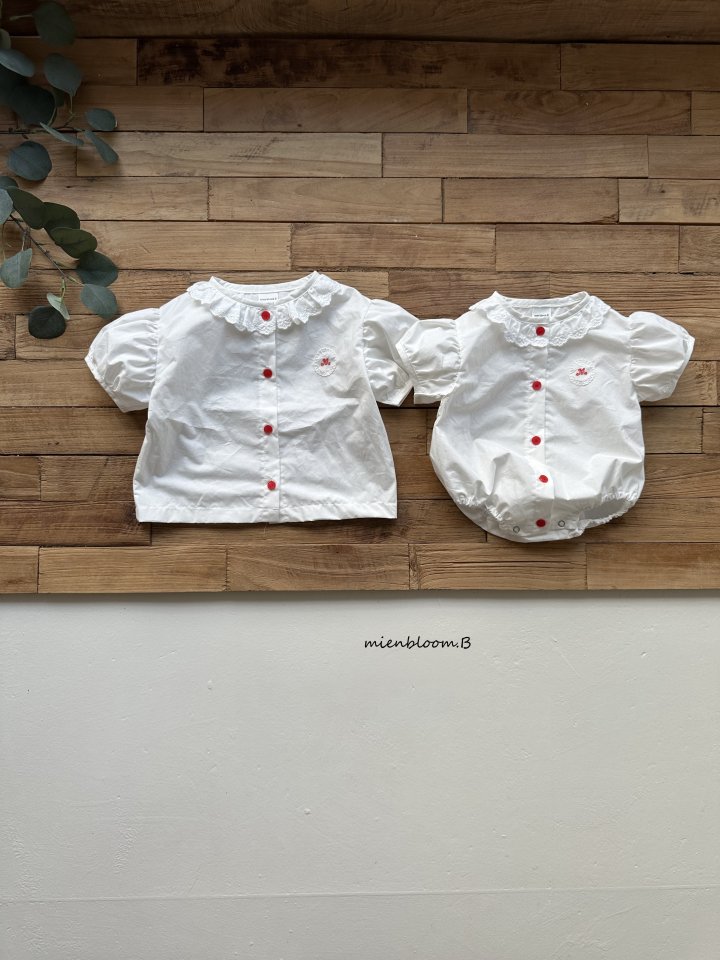 Mienbloom B - Korean Children Fashion - #littlefashionista - Kids Red Embroidery Blouse (Ivory)