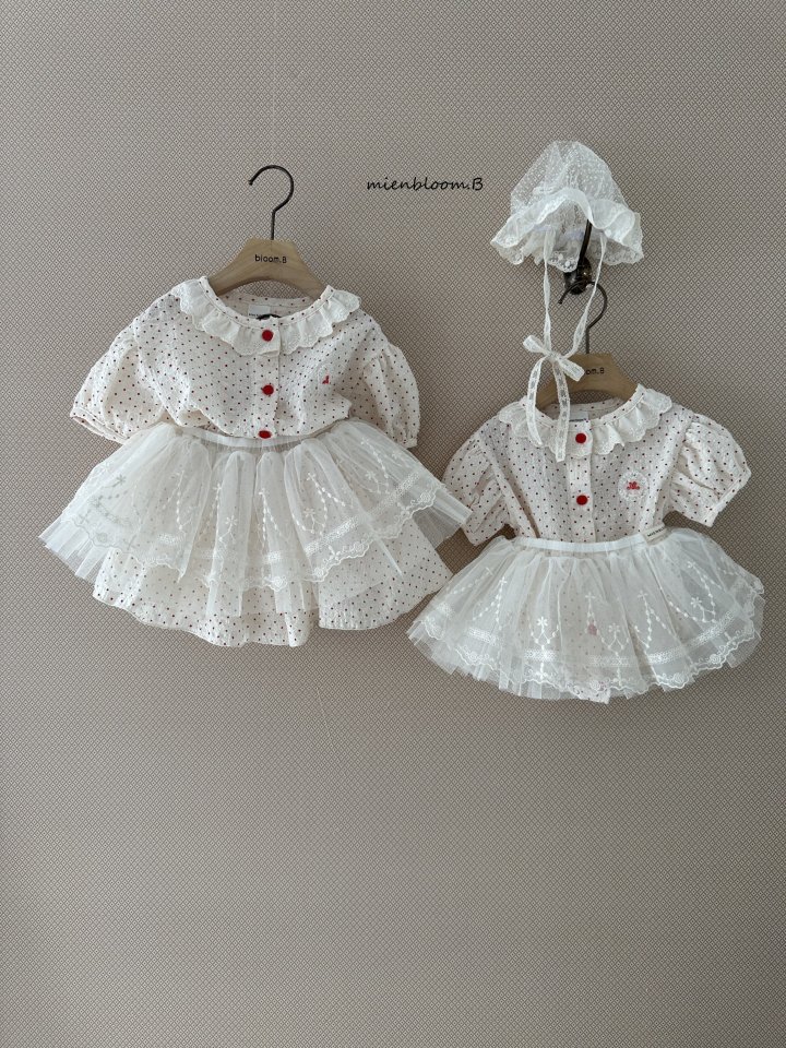 Mienbloom B - Korean Children Fashion - #magicofchildhood - Kids Red Embroidery Blouse (Dot) - 5