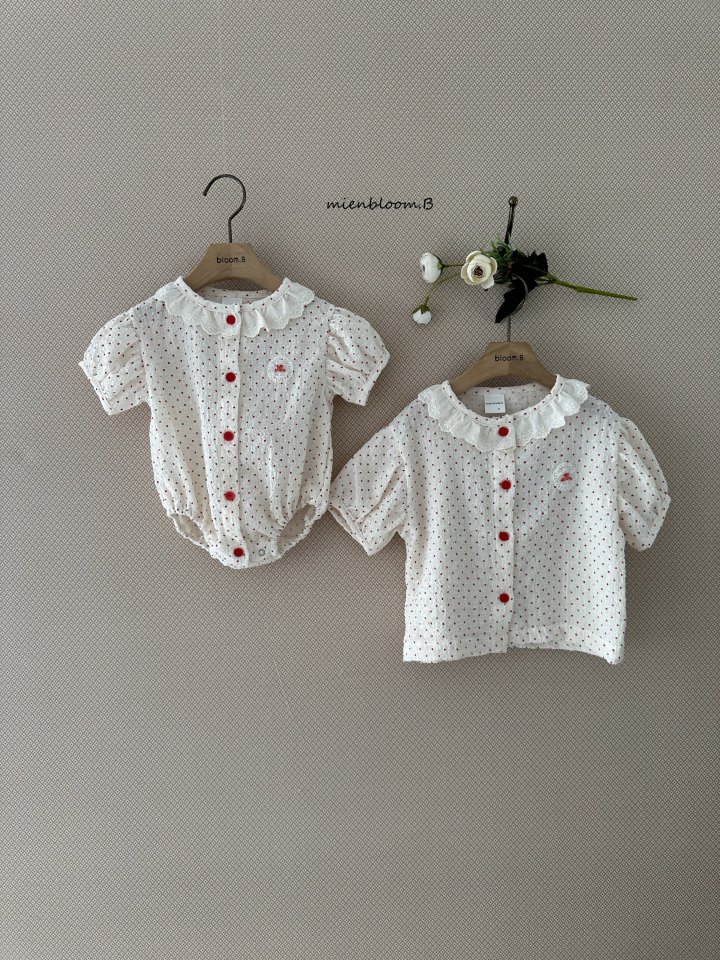 Mienbloom B - Korean Children Fashion - #magicofchildhood - Kids Red Embroidery Blouse (Ivory) - 2