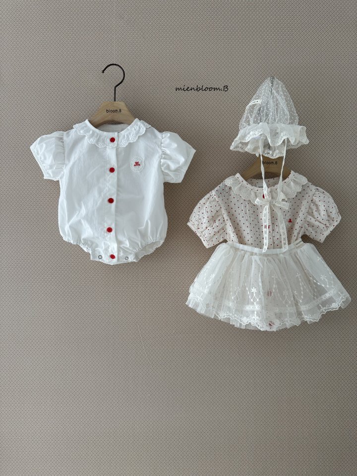 Mienbloom B - Korean Children Fashion - #minifashionista - Kids Red Embroidery Blouse (Dot) - 6