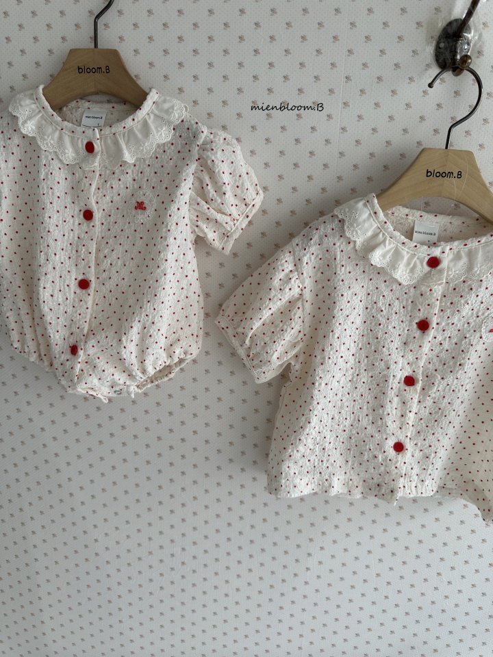 Mienbloom B - Korean Children Fashion - #minifashionista - Kids Red Embroidery Blouse (Ivory) - 4