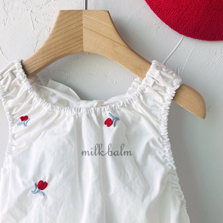 Milk Balm - Korean Baby Fashion - #babyoninstagram - Tulip Embroidery One-piece - 9