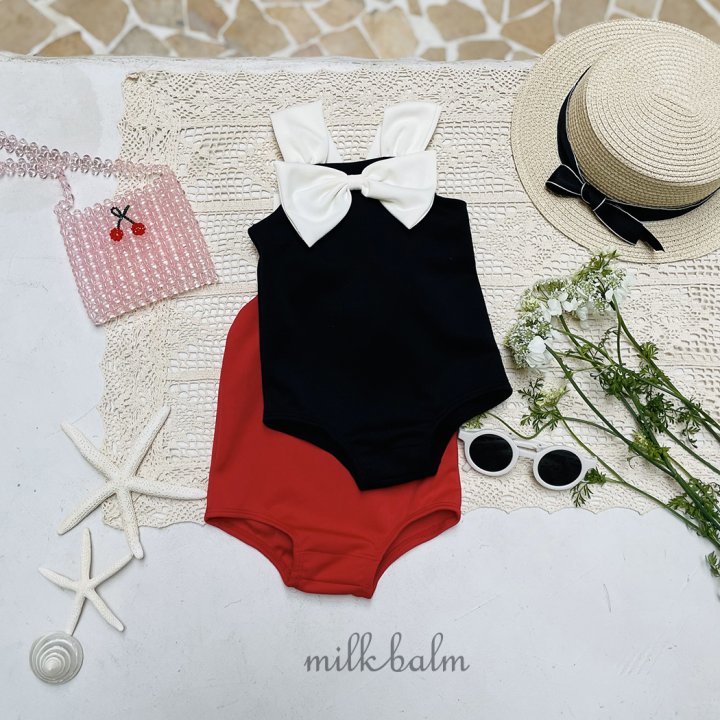 Milk Balm - Korean Baby Fashion - #babyootd - Ribbon Swimsuit (Hat Not Included) - 7