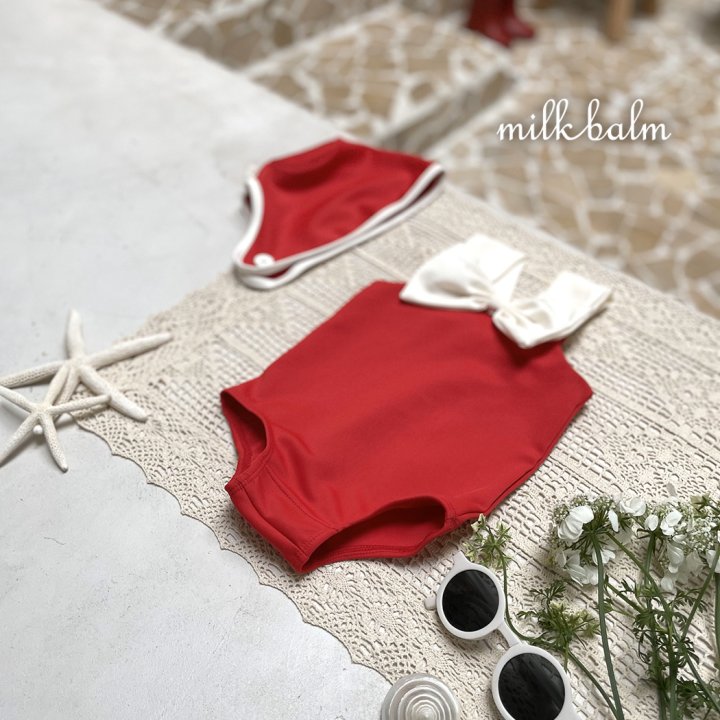 Milk Balm - Korean Baby Fashion - #onlinebabyshop - Ribbon Swimsuit (Hat Not Included) - 12