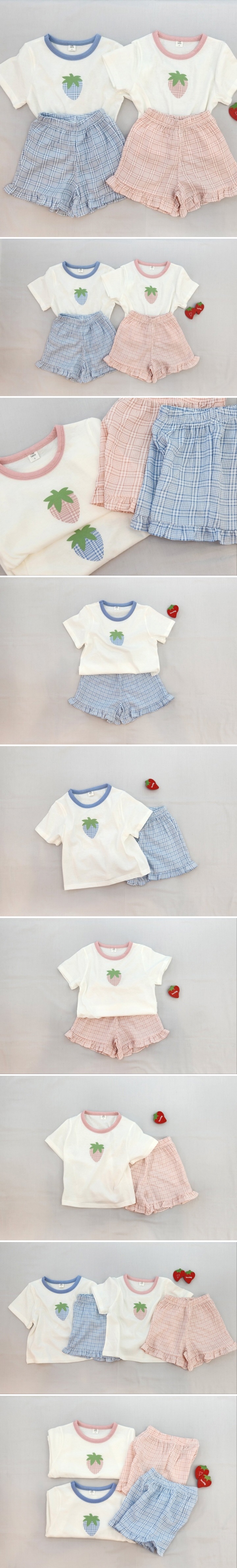 Milk Bebe - Korean Baby Fashion - #babyoninstagram - Strawberry Top Bottom Set - 2