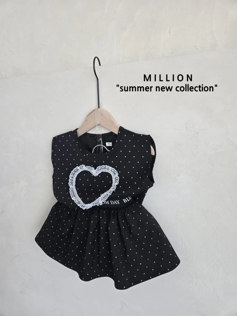 Million Dollar Baby - Korean Children Fashion - #kidsshorts - Heart Dot Sleeveless - 2