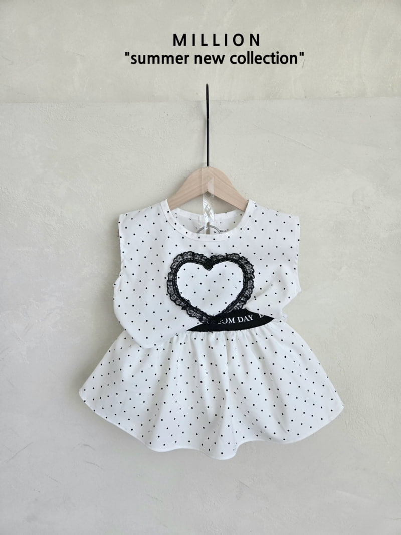 Million Dollar Baby - Korean Children Fashion - #kidsstore - Heart Dot Sleeveless - 3