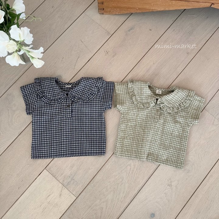 Mimi Market - Korean Baby Fashion - #babygirlfashion - Check Frill Blouse