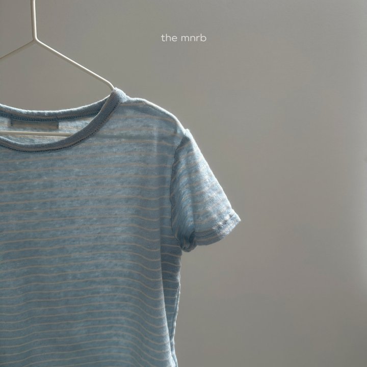 Mini Robe - Korean Baby Fashion - #babyboutique - Linen Stripe Short Sleeve Tee - 7