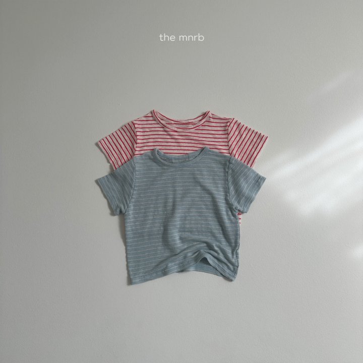 Mini Robe - Korean Baby Fashion - #babyootd - Linen Stripe Short Sleeve Tee