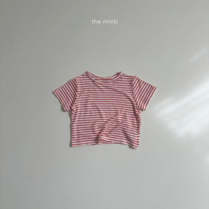 Mini Robe - Korean Baby Fashion - #onlinebabyboutique - Linen Stripe Short Sleeve Tee - 5