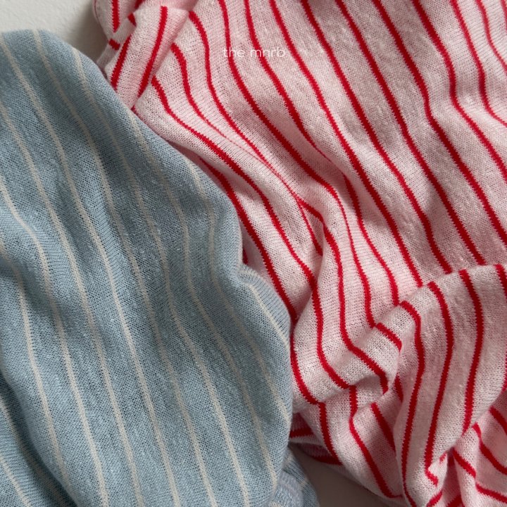 Mini Robe - Korean Baby Fashion - #onlinebabyshop - Linen Stripe Short Sleeve Tee - 6
