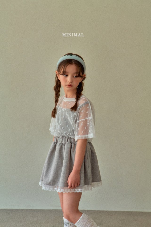 Minimal - Korean Children Fashion - #childrensboutique - Mesh Flower Short Sleeve Tee - 6