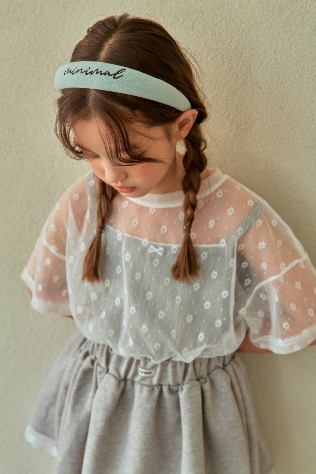 Minimal - Korean Children Fashion - #kidsshorts - Mesh Flower Short Sleeve Tee - 10
