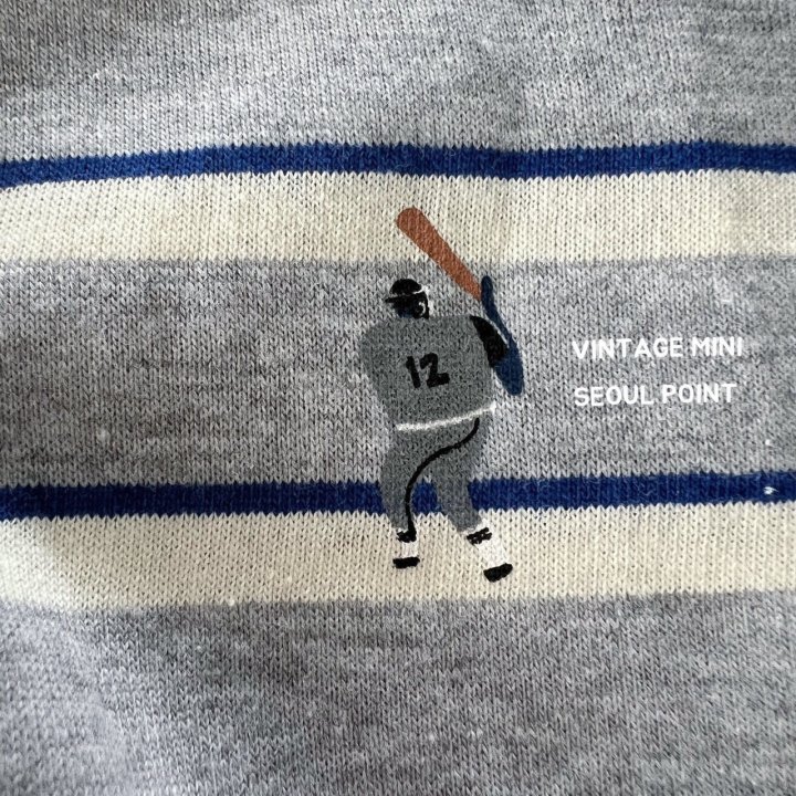 Minipoint - Korean Children Fashion - #kidsshorts - Baseball Print Stripe Tee