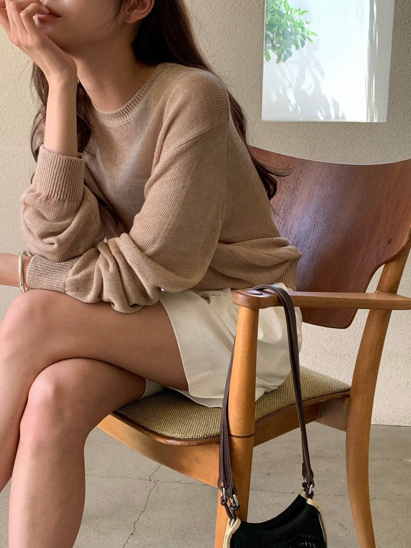 Moani - Korean Women Fashion - #momslook - Nep Linen Sand Knit Pullover - 5