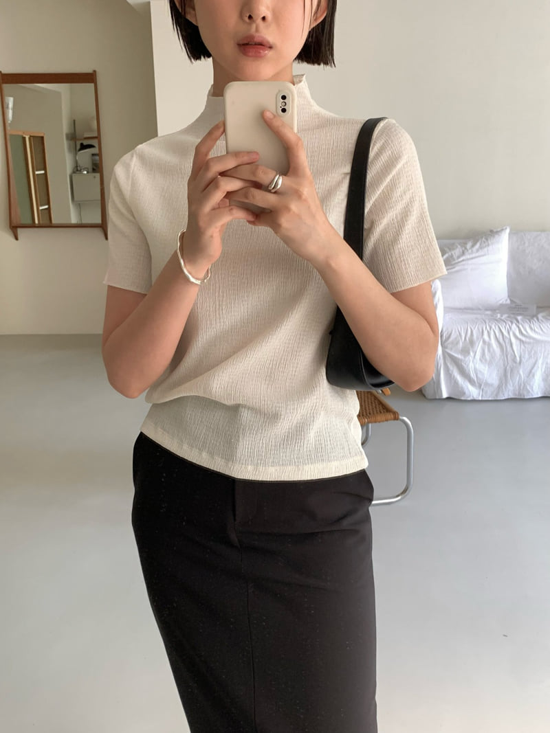 Moani - Korean Women Fashion - #shopsmall - Crease Mok Neck Top - 6