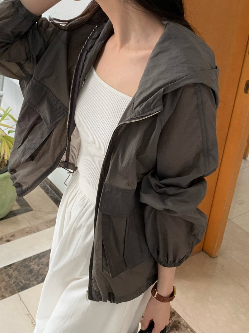 Moani - Korean Women Fashion - #momslook - Shirring Crop Hood Jumper - 4