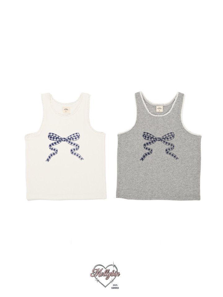 Mollybin - Korean Children Fashion - #childofig - Ribbon Lace Sleeveless Tee