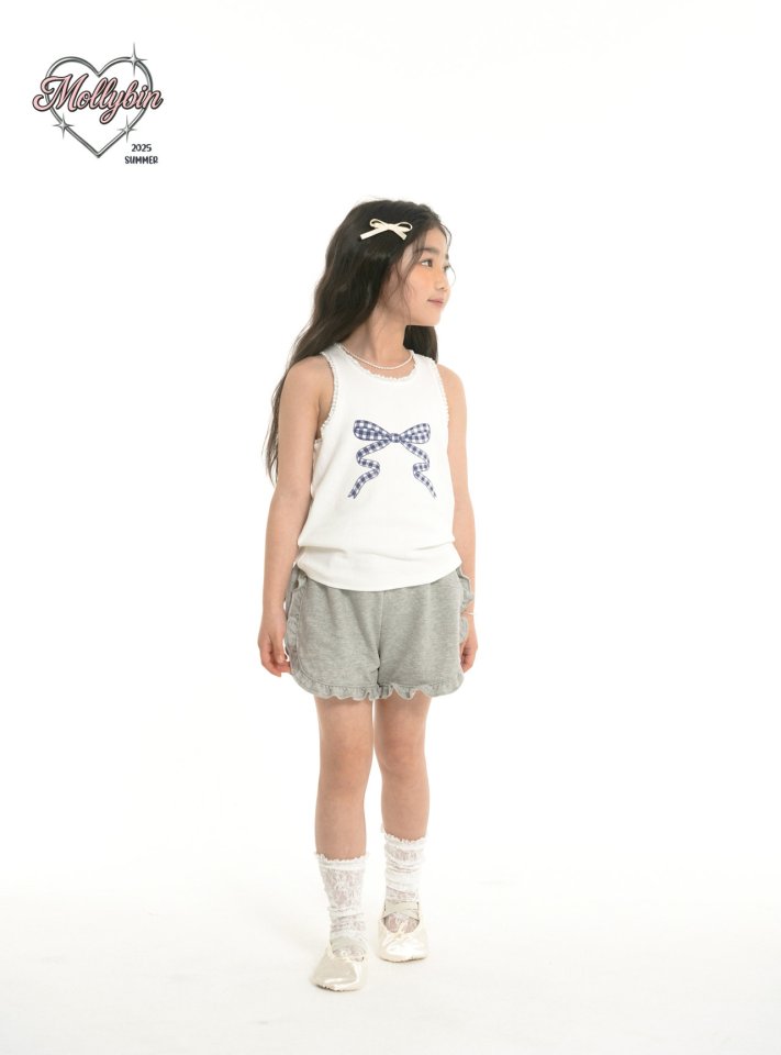Mollybin - Korean Children Fashion - #childrensboutique - Ribbon Lace Sleeveless Tee - 3