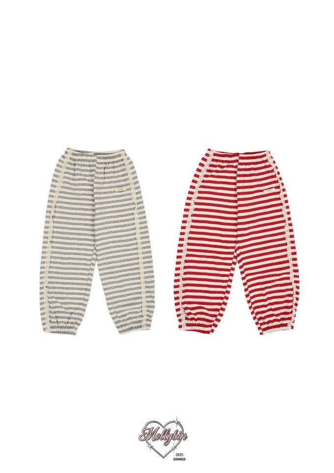 Mollybin - Korean Children Fashion - #designkidswear - Stripe Lace Pants