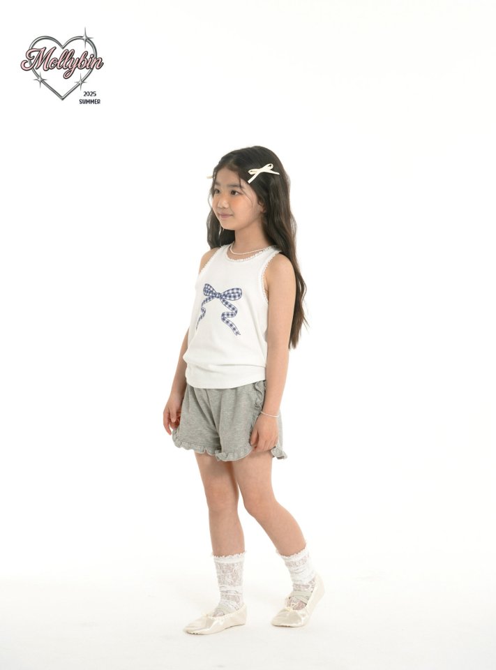 Mollybin - Korean Children Fashion - #fashionkids - Ribbon Lace Sleeveless Tee - 6