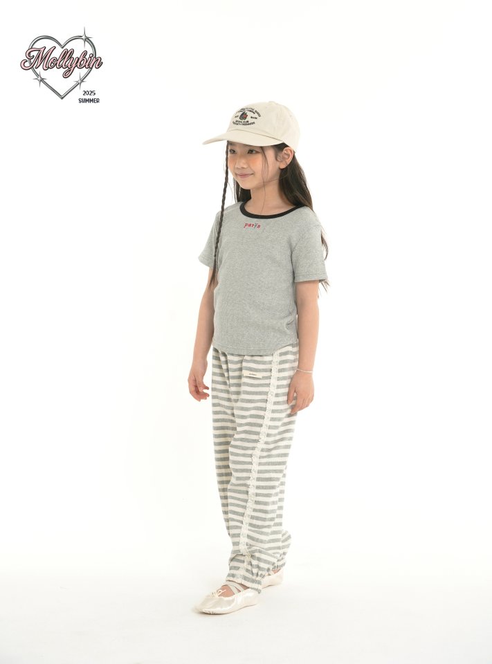Mollybin - Korean Children Fashion - #fashionkids - Stripe Lace Pants - 3