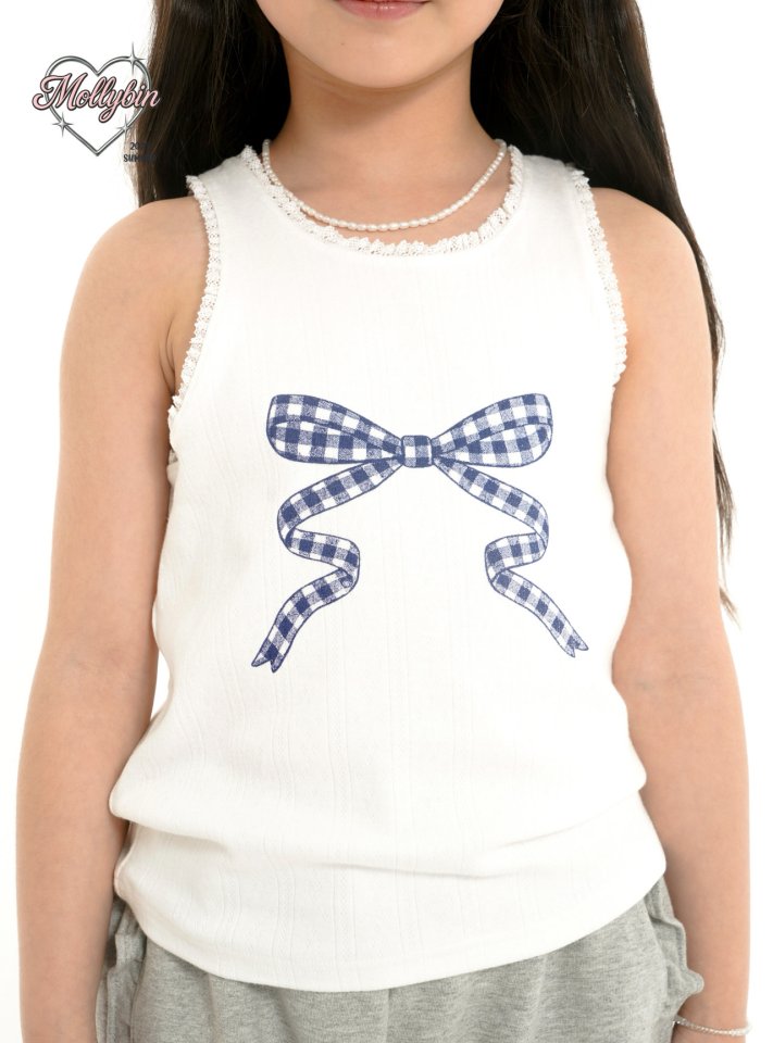 Mollybin - Korean Children Fashion - #kidzfashiontrend - Ribbon Lace Sleeveless Tee - 9