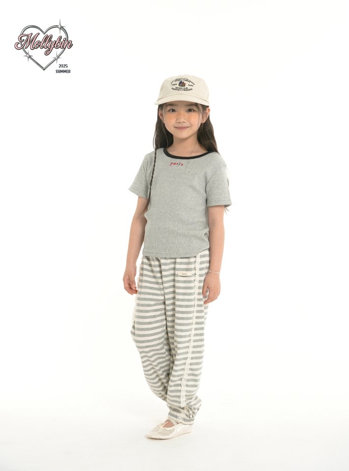 Mollybin - Korean Children Fashion - #kidzfashiontrend - Stripe Lace Pants - 6