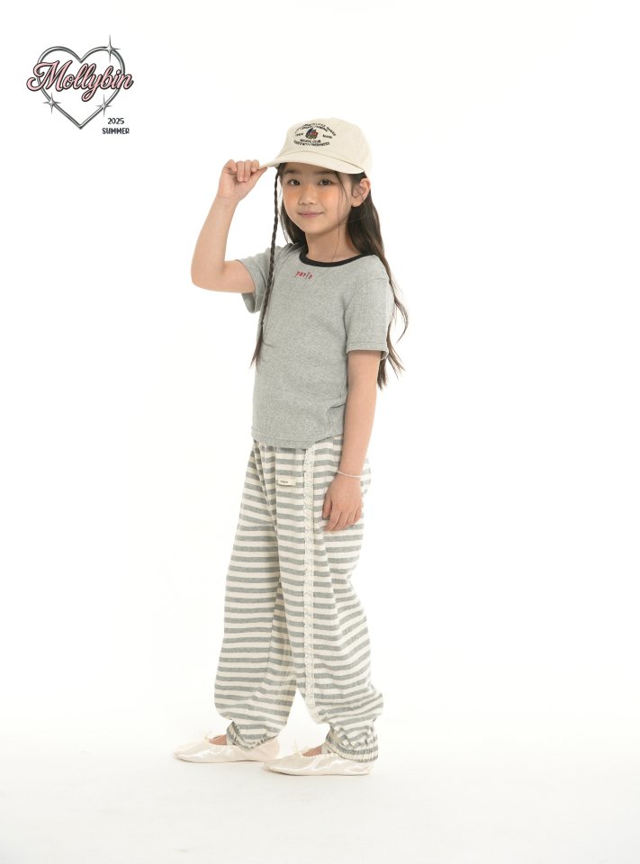 Mollybin - Korean Children Fashion - #littlefashionista - Stripe Lace Pants - 8