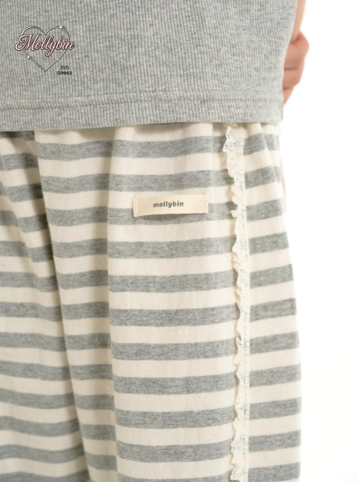 Mollybin - Korean Children Fashion - #prettylittlegirls - Stripe Lace Pants - 11