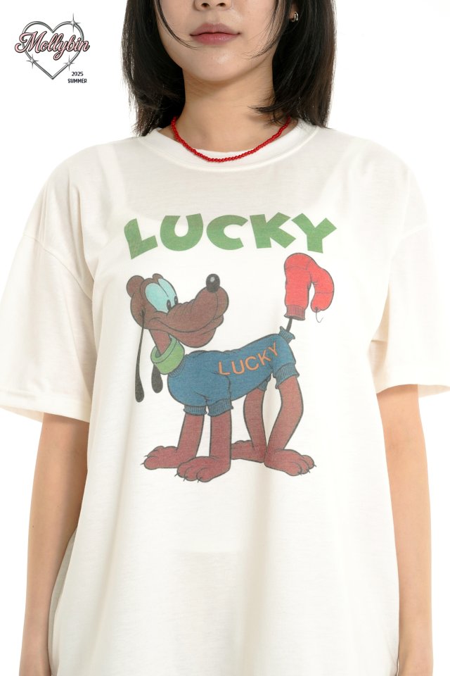 Mollybin - Korean Women Fashion - #vintageinspired - Essential Lucky Tee (with Mom) - 7