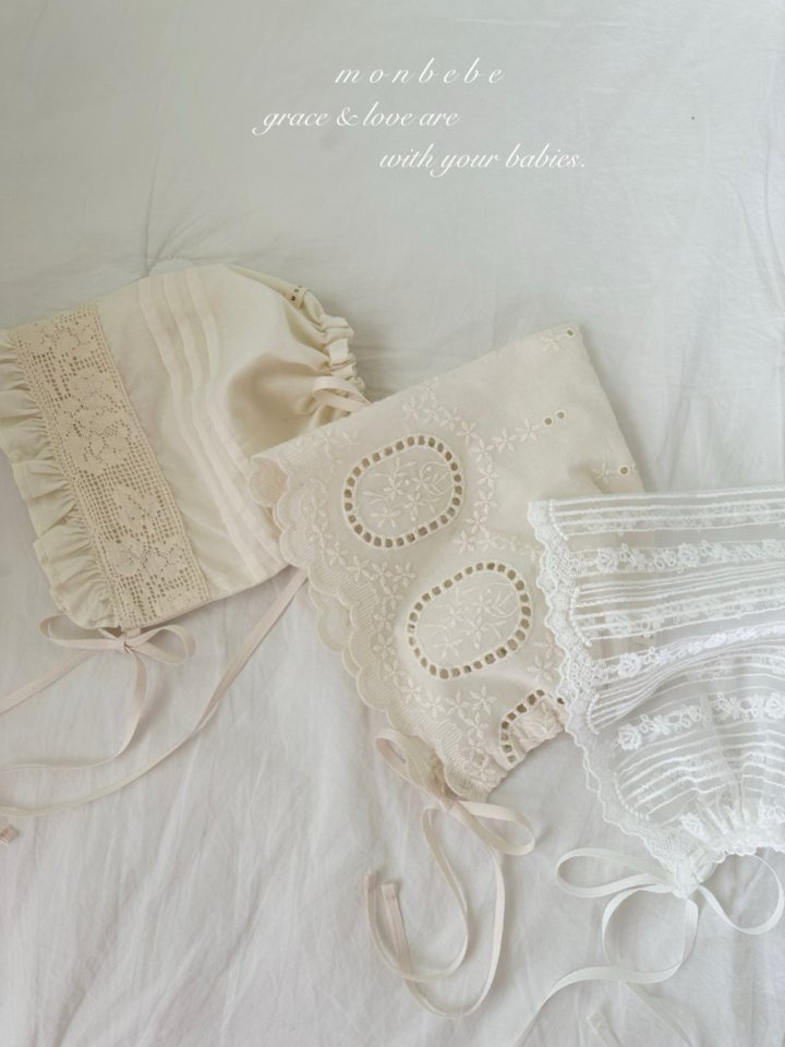Monbebe - Korean Baby Fashion - #babyboutique - Vintage Lace Bonnet (No 1) - 8