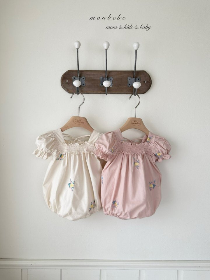 Monbebe - Korean Baby Fashion - #babygirlfashion - Latte Embroidery Suit