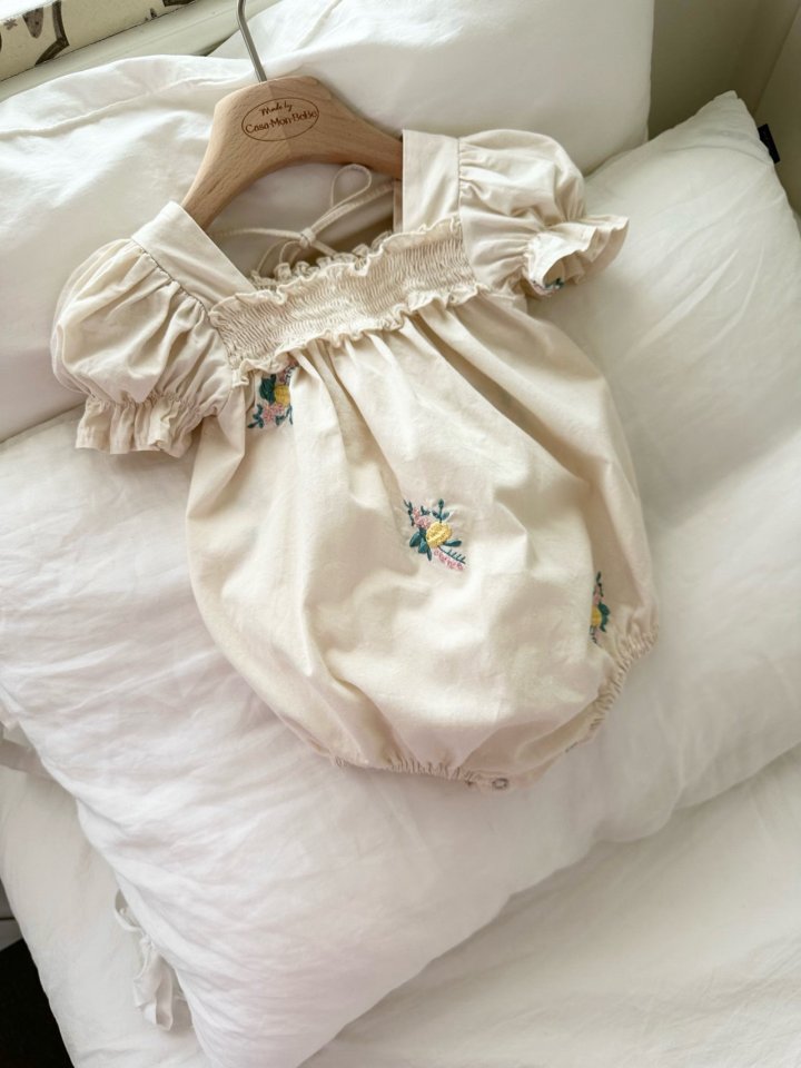 Monbebe - Korean Baby Fashion - #babyoninstagram - Latte Embroidery Suit - 3