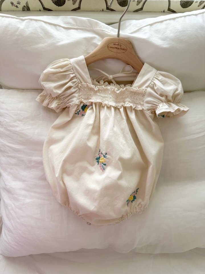 Monbebe - Korean Baby Fashion - #babyoninstagram - Latte Embroidery Suit - 4