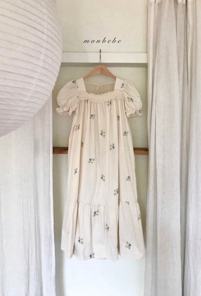 Monbebe - Korean Women Fashion - #pursuepretty - Latte Embroidery Dress (adult)