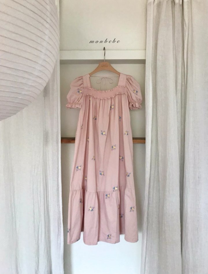 Monbebe - Korean Women Fashion - #restrostyle - Latte Embroidery Dress (adult) - 2