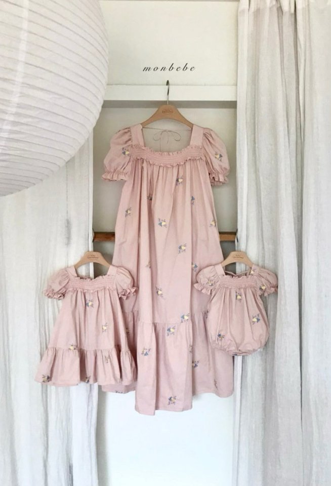 Monbebe - Korean Women Fashion - #romanticstyle - Latte Embroidery Dress (adult) - 4