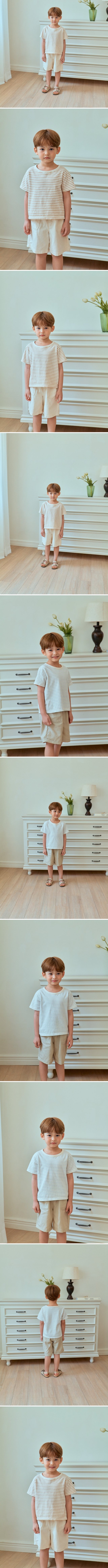 Moncher Chouchou - Korean Children Fashion - #stylishchildhood - Fringed Stripe Tee