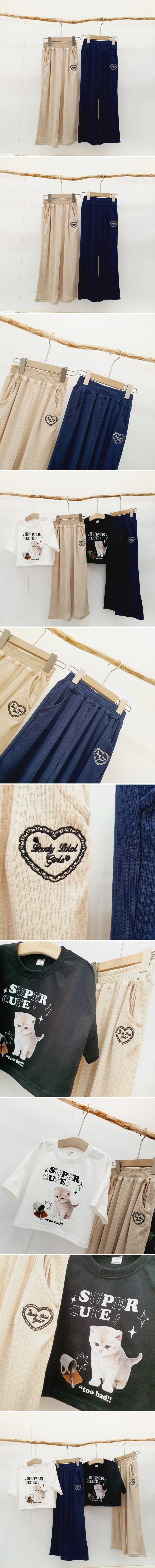 Mong Kok - Korean Children Fashion - #childofig - Heart Embroidery Long Pants