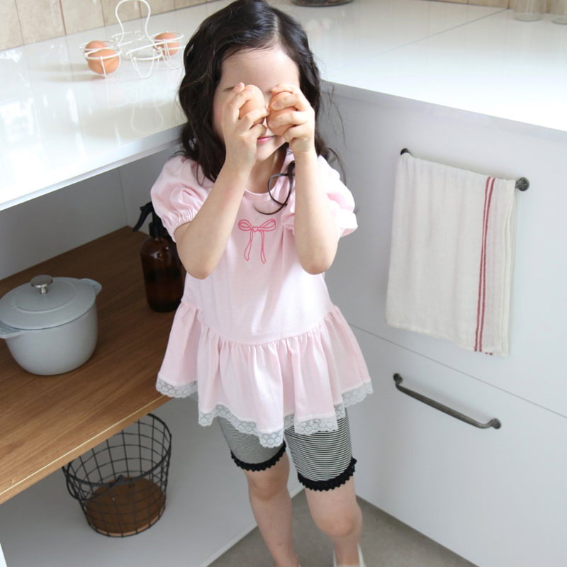 Mori Mori - Korean Children Fashion - #kidsshorts - Ribbon Long Tee - 6
