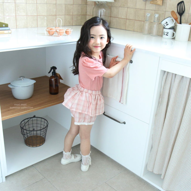 Mori Mori - Korean Children Fashion - #kidsstore - Check Skirted Pants - 8