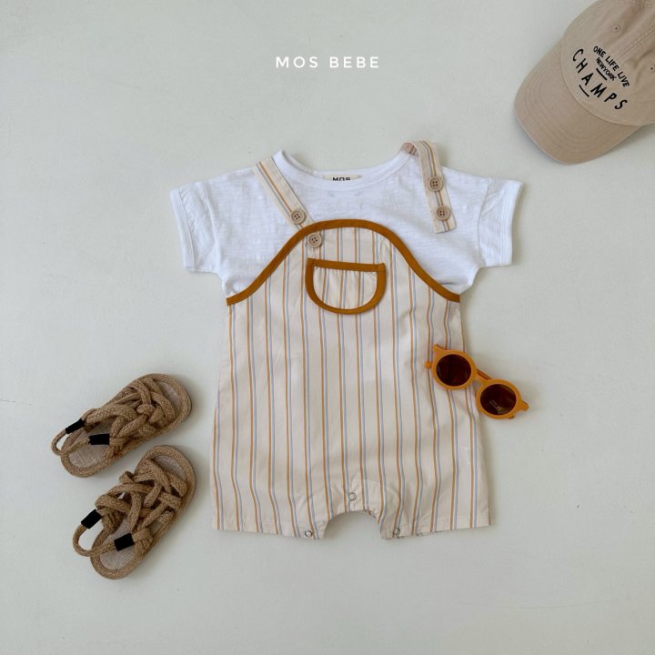 Mos Bebe - Korean Baby Fashion - #babyclothing - Rady Stripe Overalls - 5