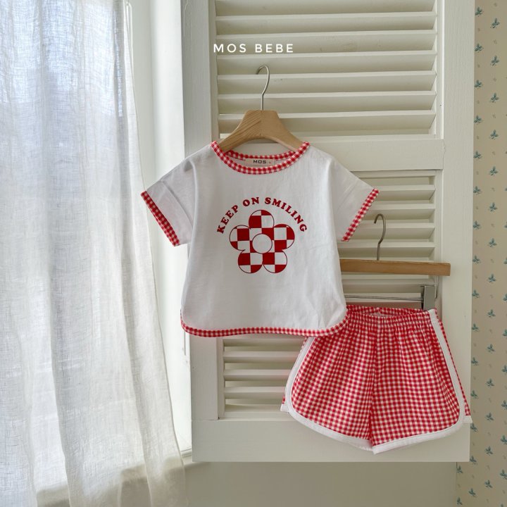 Mos Bebe - Korean Baby Fashion - #babyfever - Check Top Bottom Set - 2