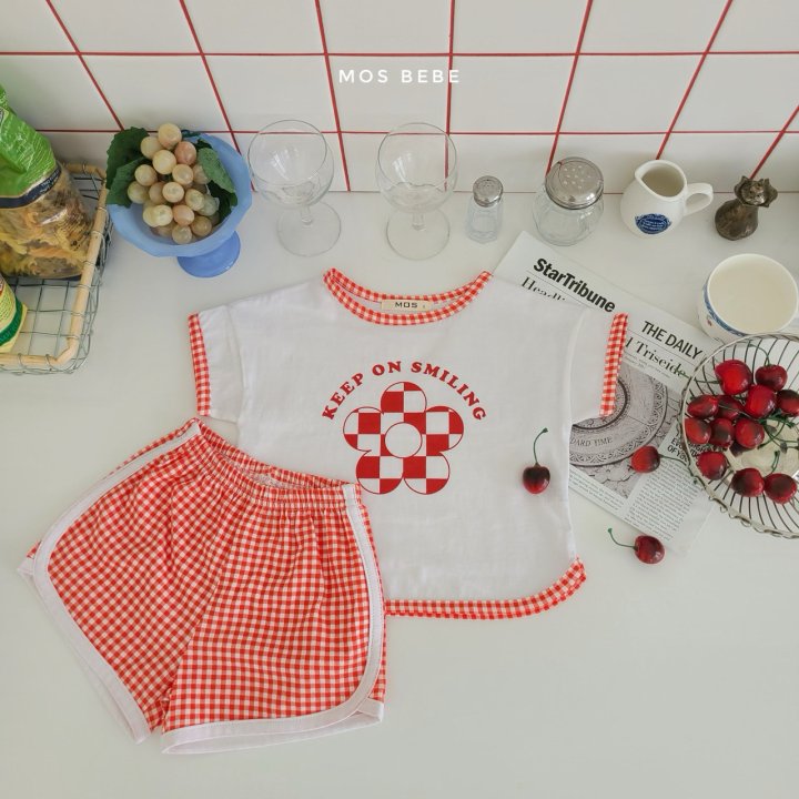 Mos Bebe - Korean Baby Fashion - #babygirlfashion - Check Top Bottom Set - 4