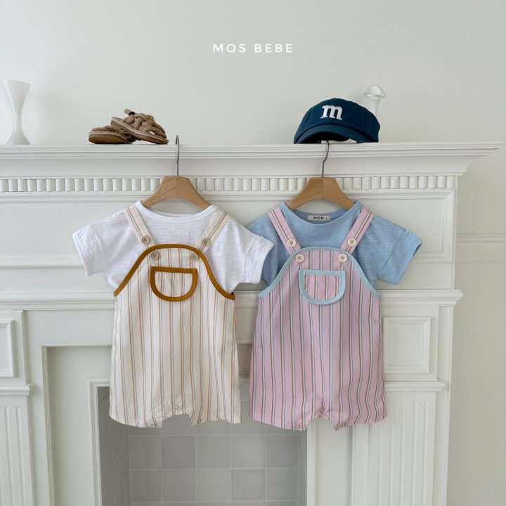 Mos Bebe - Korean Baby Fashion - #babyoutfit - Rady Stripe Overalls - 12